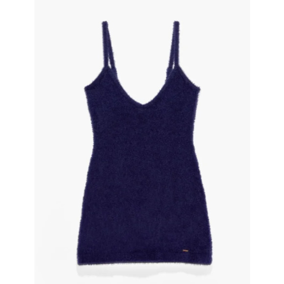 Savage x Fenty Navy Blue Fluff It Up Slip Mini Dress Women's Size Medium - Picture 11 of 11